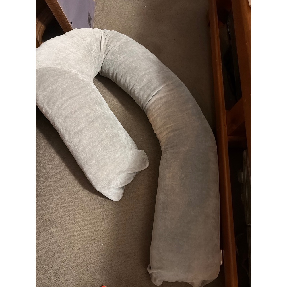 MedCline Therapeutic J-Shaped Body Pillow Grey Plush Orthopedic Side Sleeper